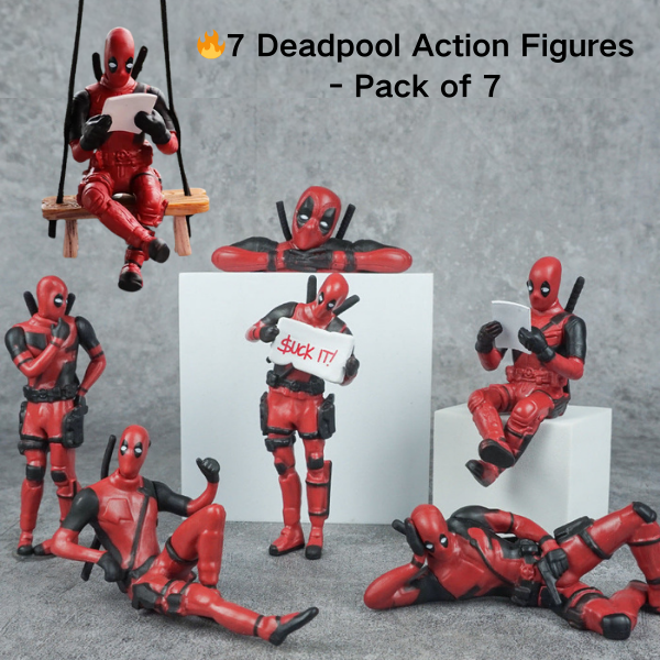 đ„Swinging Deadpool + đ„6 Deadpool Action Figures - Pack of 6