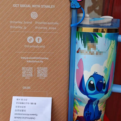 🔥40OZ Stitch Insulated Tumbler Gift Box  Include Straw and Topper
