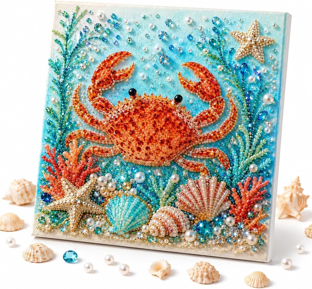 🌊Ocean Shark Pearl Art DIY Kit – Sparkling Coastal Wall Décor
