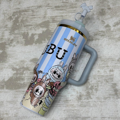 🔥  Labubu Blue Stripe Insulated Cup 40 OZ ✈️Free Shipping